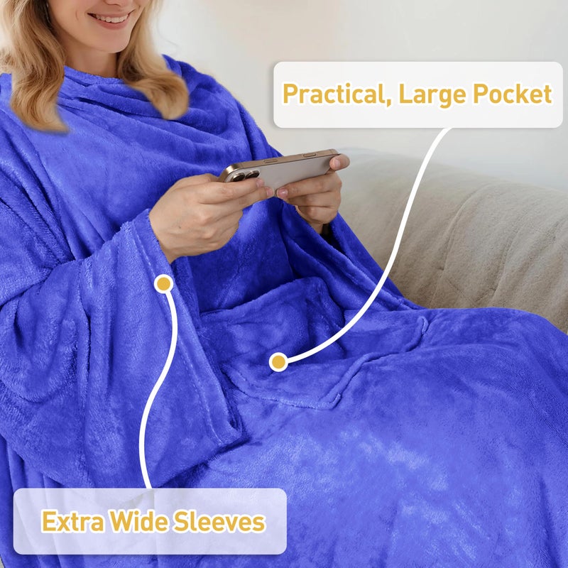 Catalonia Wearable Blanket with Sleeves and Pocket, Soft Comfy Fleece Snuggy Wrap Throws Blanket Robe for Women and Men - Image 5